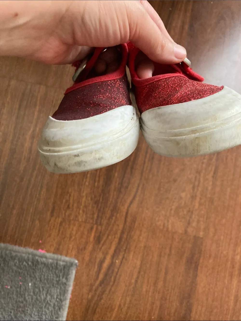 Vans Kids Red Glitter Mary Jane Buckle Shoes Sz 9